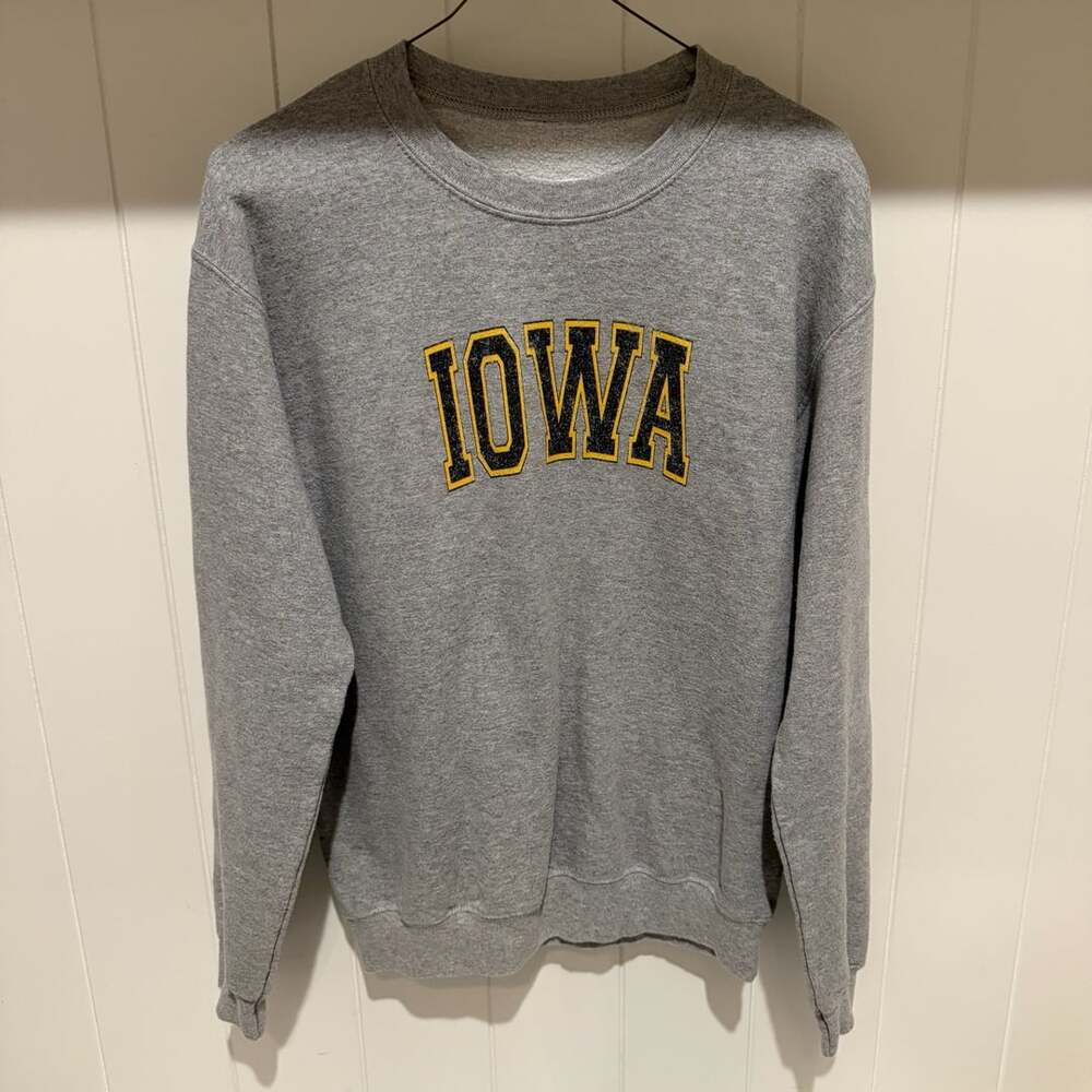 University of Iowa Vintage Style Crewneck Sweatshirt Grey